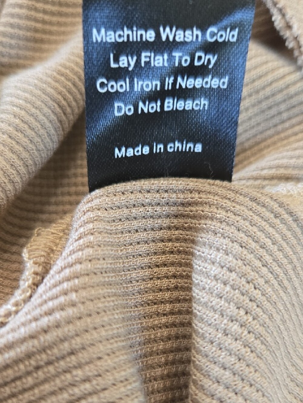 T41 POL Ribbed Bodysuit Tan Sz Md Snap Closure Stretch Full Booty Round Neck - Picture 11 of 11